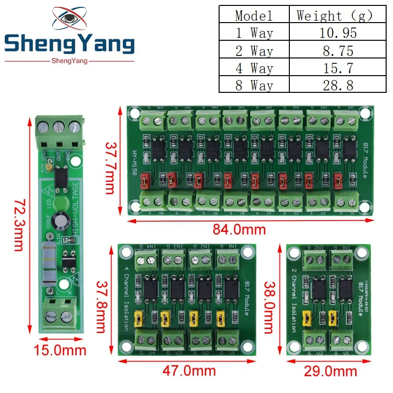 PC817 1 2 4 8 Channel Optocoupler Isolation Board Voltage Converter Adapter Module 36 30v Driver Photoelectric Isolated Module I4214560670