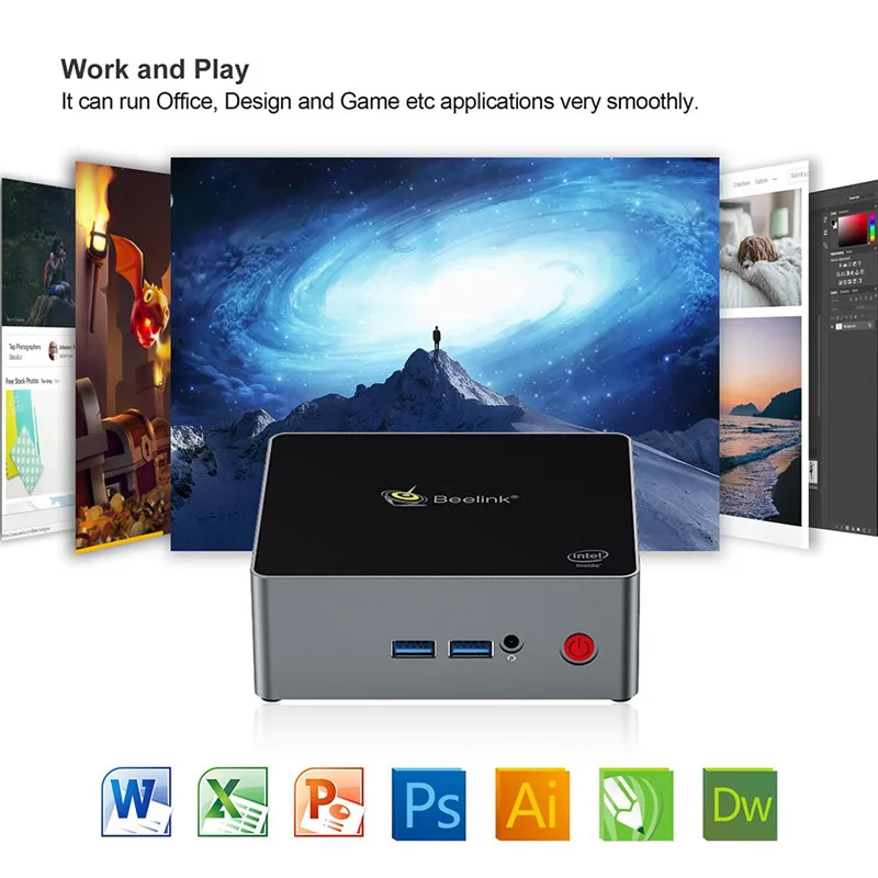 Мини ПК Beelink J45 Intel Apollo Lake Pentium J4205 2 4 ГГц 5 8 Wi Fi BT4.0 поддержка 4K H.265 1000 Мбит/с Windows