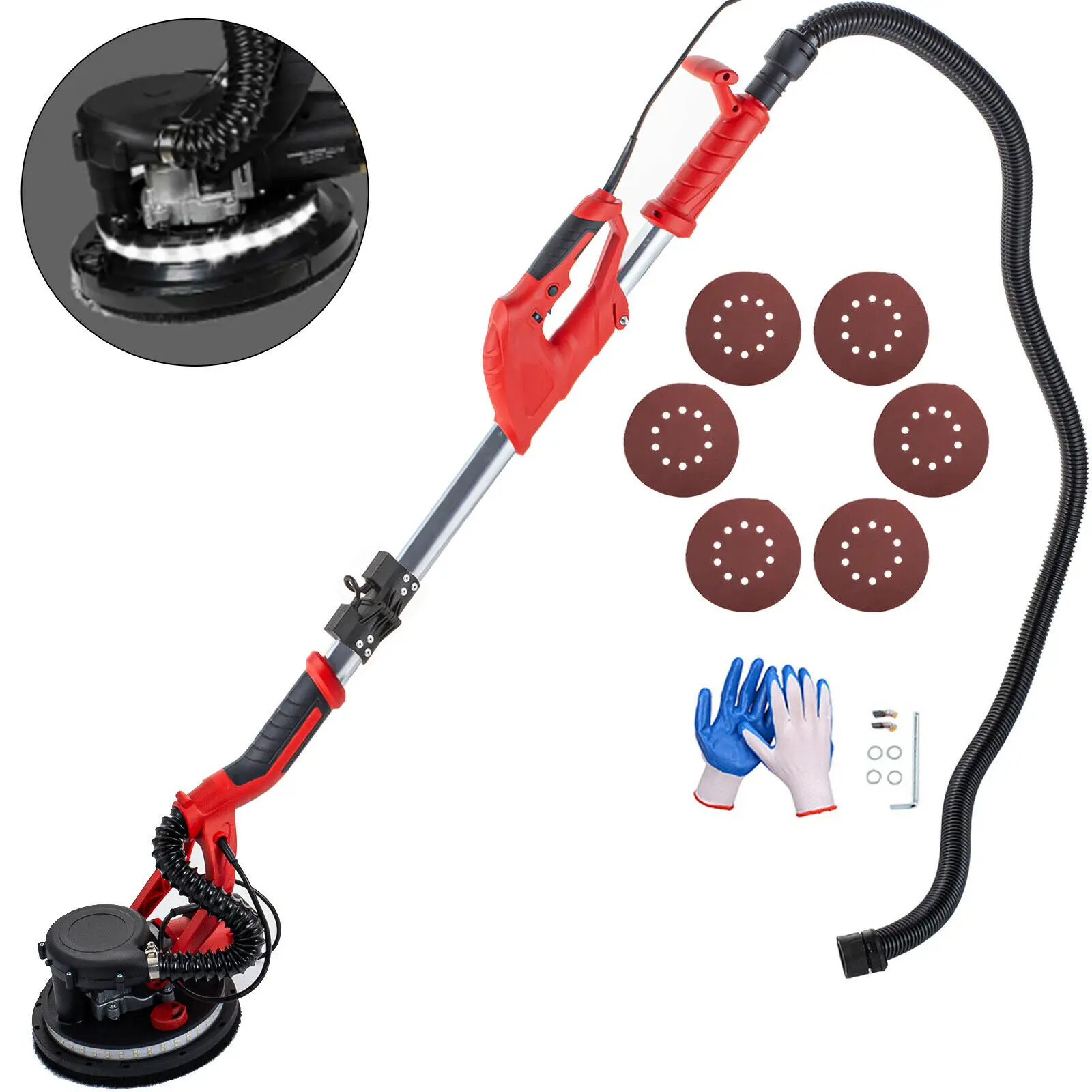 Electric Drywall Sander 750W Foldable Wall Sander LED Strip Light Disc Sander