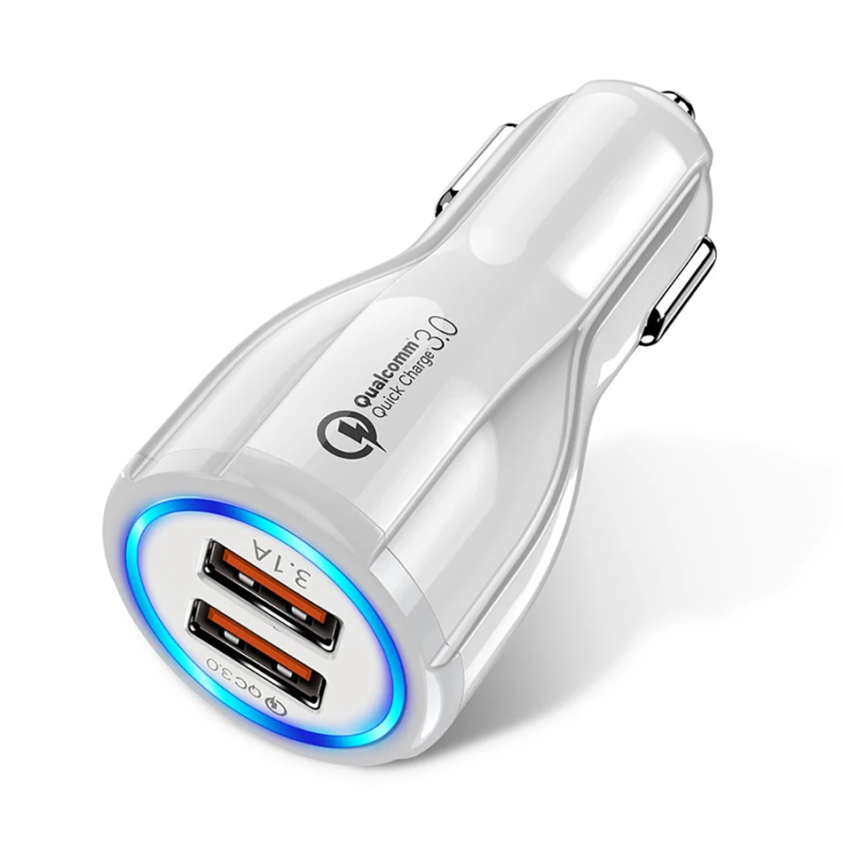 usb c car charger 3A USB Car Charger LED Dual Port USB Plug QC3.0 Fast Charging Adapter For iPhone 13 Pro Max Xiaomi 11 Smartphone Quick charge3.0 usb charging port for car