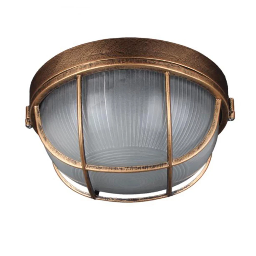 Wall Light Vintage Outdoor Ceiling Lamp Bronze Metal Glass Protective Yard Garden Ceiling Light Waterproof Retro Flush Mount