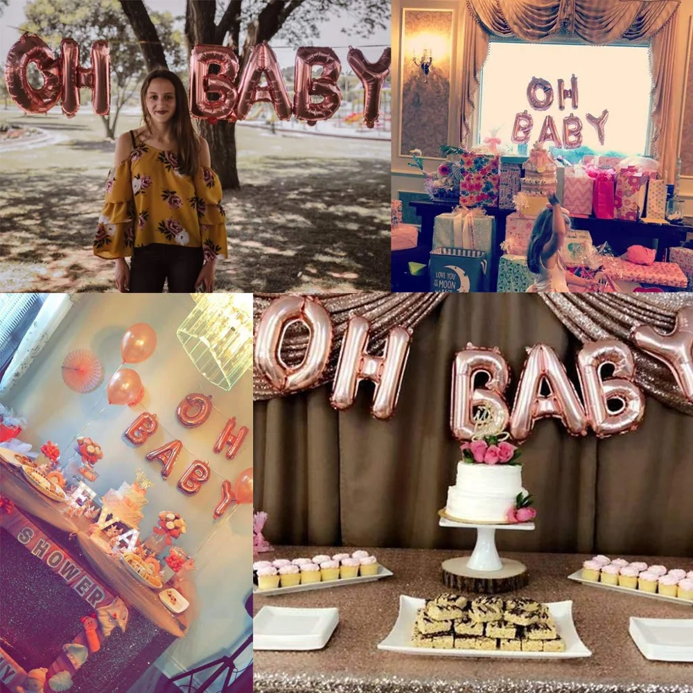 16 дюймов розовое золото "OH BABY" надувные буквы вечерние для украшения детского душа дни рождения и свадьбы принадлежности DIY подвесные покрытые фольгой шары