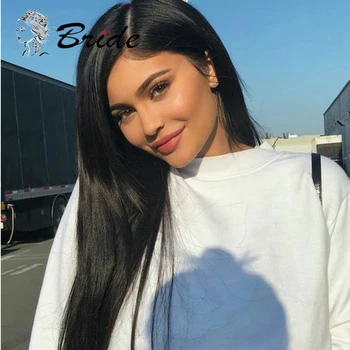 

BRIDE Long Synthetic Wigs Straight Black Wig For Women Natural Cospal Wig False Hair Heat Resistant Daily Party Include Wig Hat