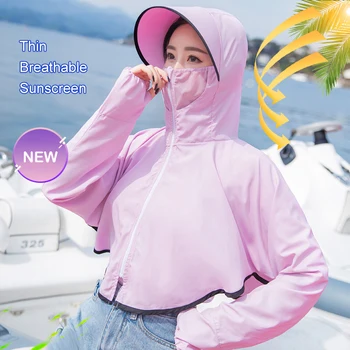 

Women UV Protection Clothing Breathable Zipper Face Protective for Summer Outdoor Cycling beach Sun hat A66