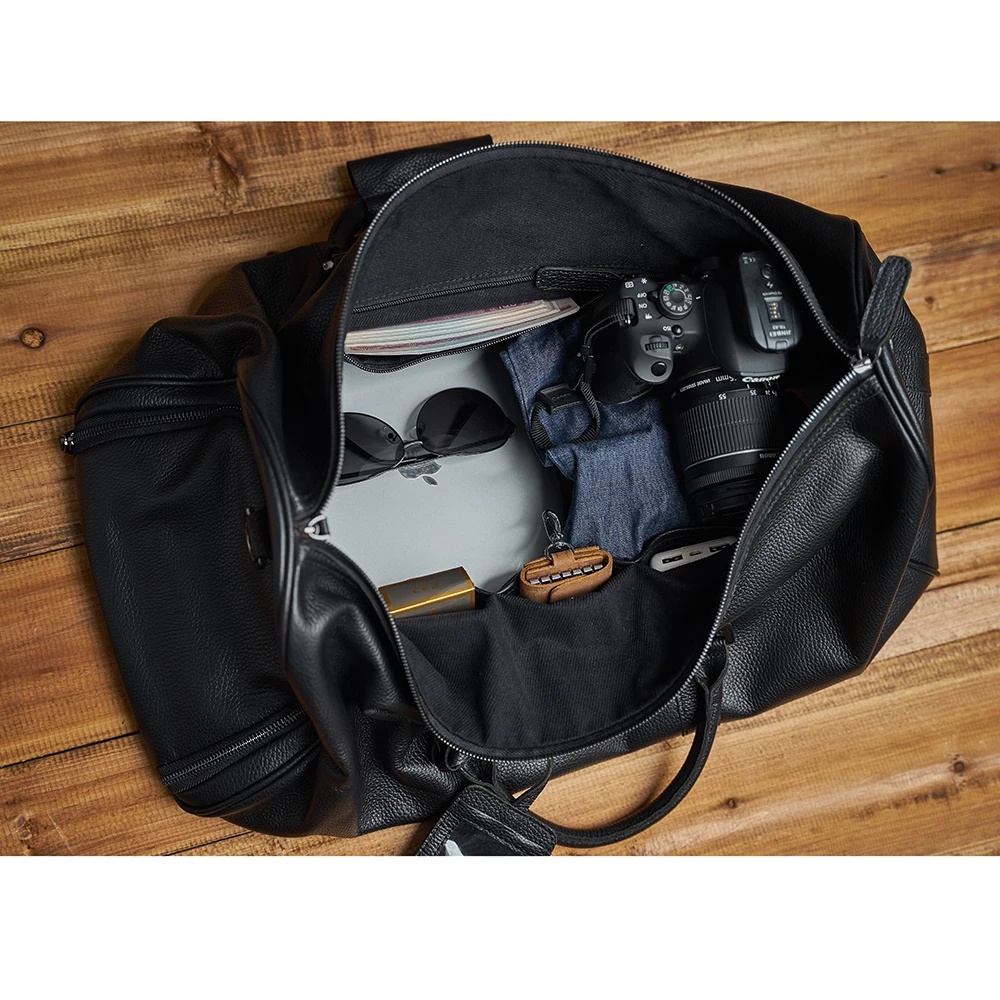 ZRCX Genuine Leather Men Women Travel Bag Soft Real Leather Cowhide Carry Hand Luggage Bags Travel Shoulder Bag Weekend travel bags