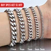 Fashion Womens Men's Stainless Steel Punk Silver Color Curb Link Chain Bracelet 3 5 7 9 11MM Bangle Bracelets Jewelry LKB214 ► Photo 2/6