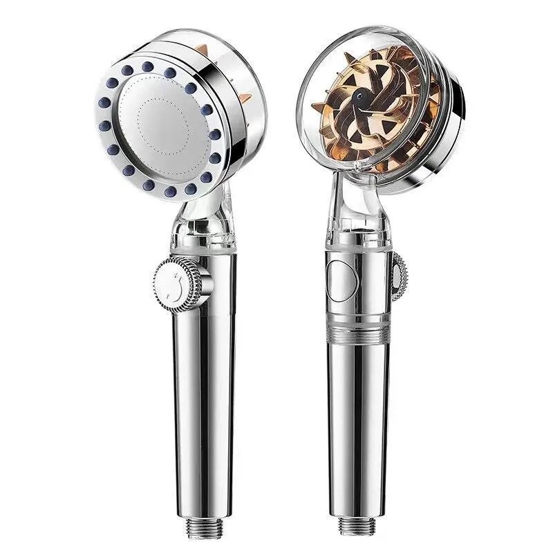 Pressurized Nozzle Turbo Shower Head One-Key Stop Water Saving High Pressure Shower Head Magic Water Line Bathroom Accessor 6