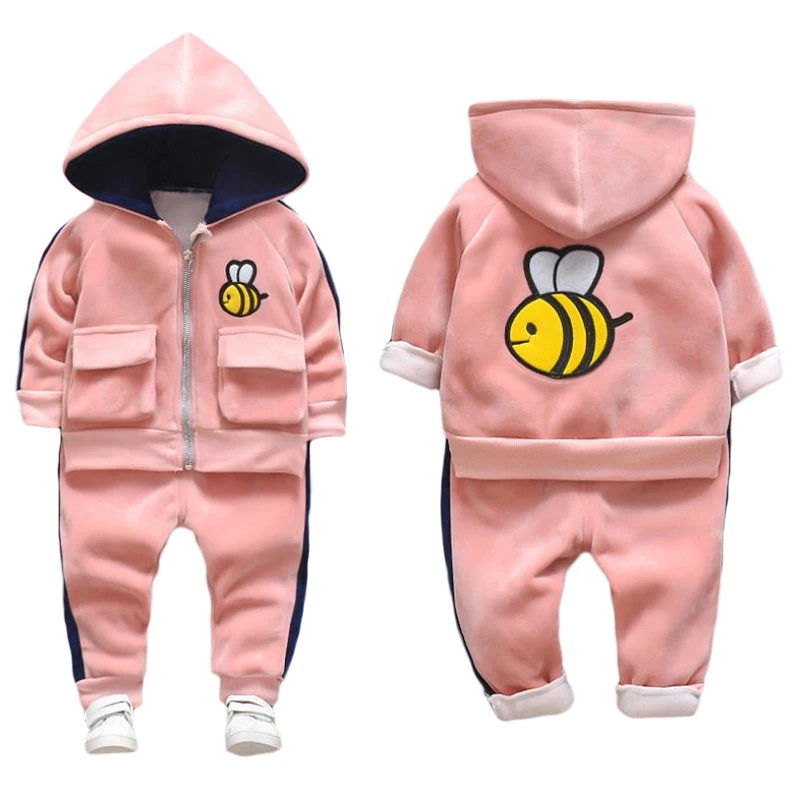 2021 Promotion New Cartoon Children Clothing Winter Clothes Hoodies+pants Outfit Kids Velvet Warm Plus Thick Suit For Sets 1-4y | Детская