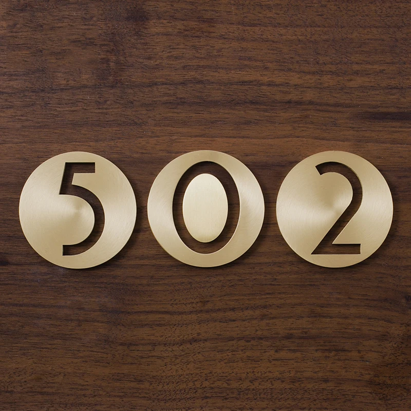 Золотые латунные номера Ретро вилла отель дверные тарелки круглые полые цифры цифровой компании общежития дома/0-9