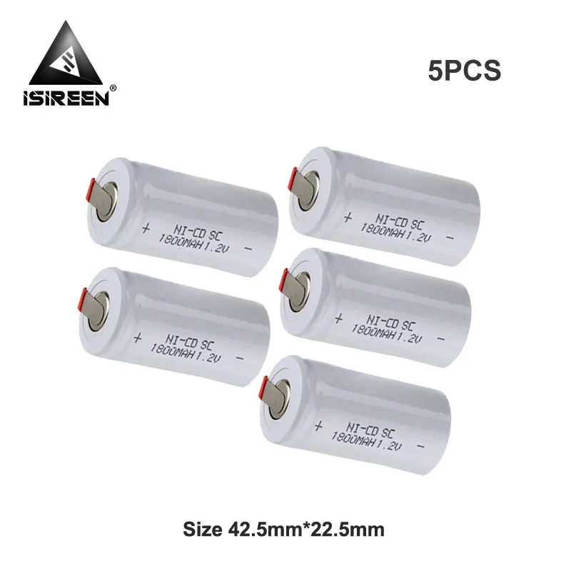 5PCS Ni-CD 1800mAh 1,2 V DIY 6V 7,2 V 9,6 V 12V 14,4 V перезаряжаемые пакеты батарей SC батареи элемент Subc Ni аккумулятор CD Электрический инструмент - Цвет: 5PCS