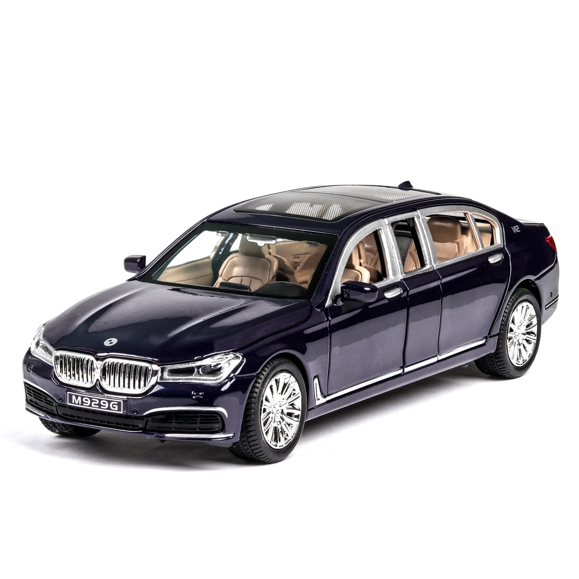 

1:24 Car Model Bm 760 Extended Alloy Car Model Toy Sound And Light Door Simulation Force Control Car Ornaments Souvenir Gift Toy