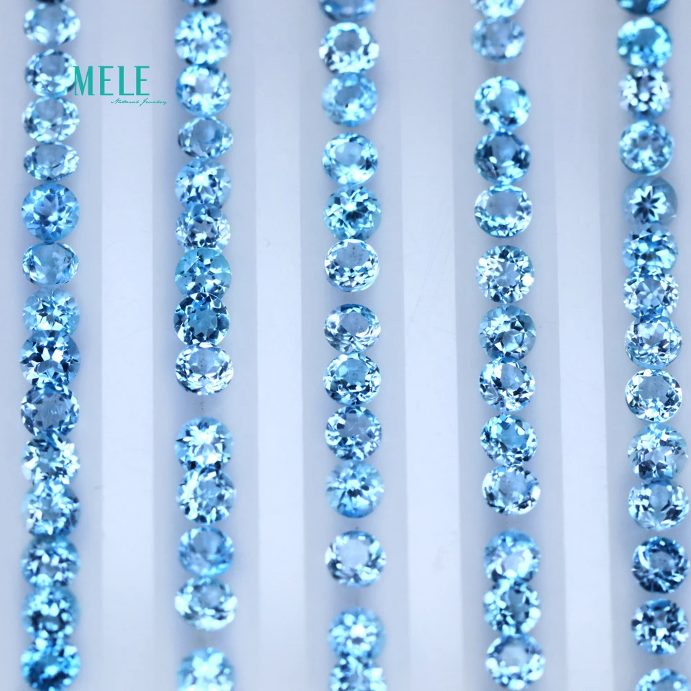 Natural Blue Topaz 0.18ct Swiss Blue Topaz 3*3mm circular Bare Stone Face Ring Earrings Matching loose gemstones