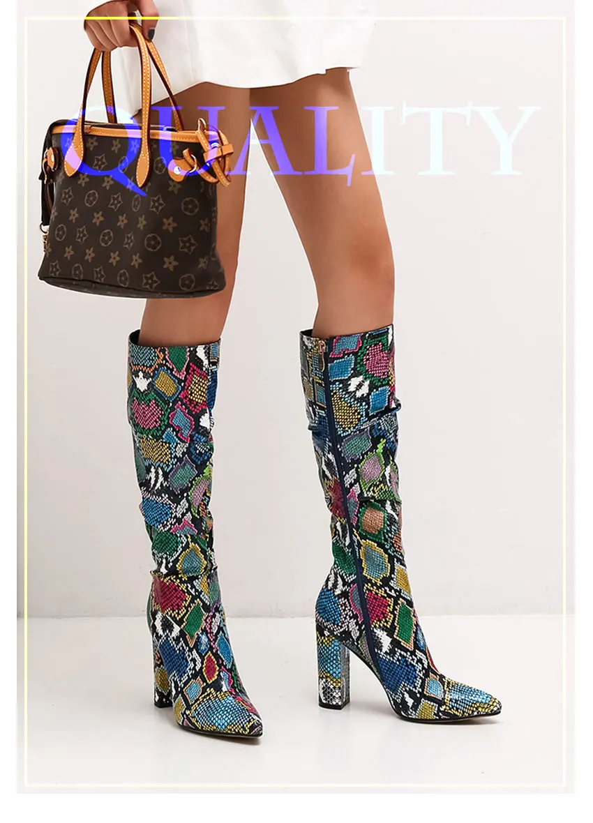 womens knee high snakeskin boots