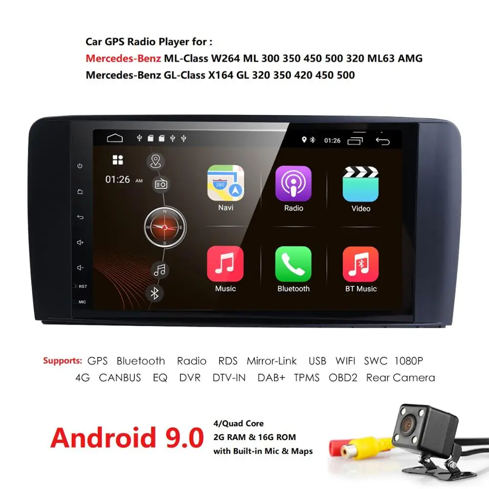 2din автомобильный Радио gps Android 9 0 NO-DVD мультимедийный плеер для Mercedes Benz ML W164 ML300 GL X164