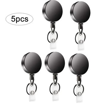 

5PCS Document Card Holder Lanyard Buckle 4CM Zinc Alloy Strong Heavy Duty Retractable Easy-pull Belt Clip Key Ring Badge Holder