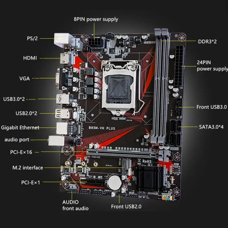 B85M-VH HDMI USB 3,0 аксессуары двухканальный PCI-e материнская плата компьютер Высокая скорость Настольный LGA 1150 16G DDR3 SATA3.0 офис