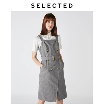 

SELECTED Women's Retro Houndstooth Strap Overalls Dress S|41932J521