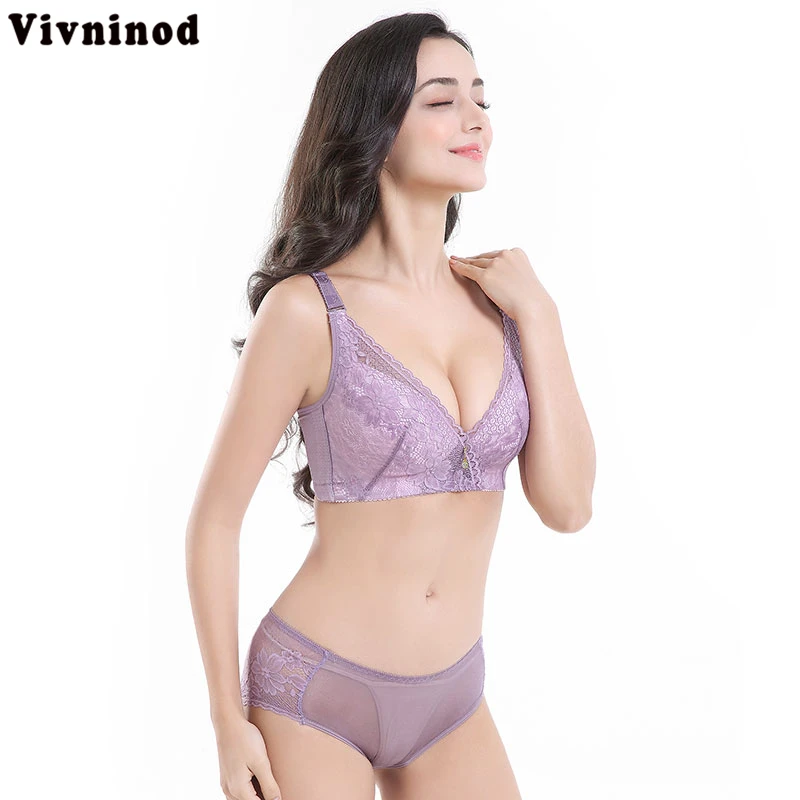 

Women Sexy Lingerie Set No Rims Push up Bra & Brief Set Women Sexy UnderWire Vest Shape Bra and Panties Set Push Up Lace Bra Set