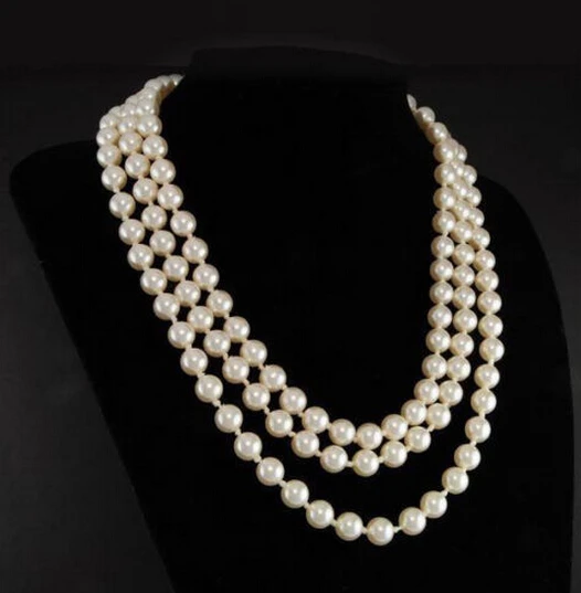 +++317 Jacqueline Kennedy First Lady Triple Strand real White Pearl Necklace 17-19&quot | Украшения и аксессуары