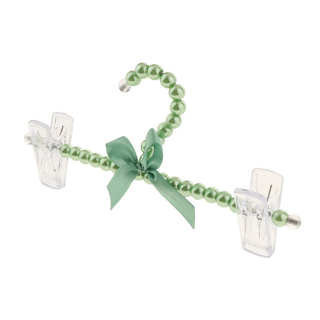 Luxury Imitation Pearl Beaded Clothes Hanger Decorative Pants Trousers Clothes Hanger with 2 Clips Non Slip Cloth Hangers