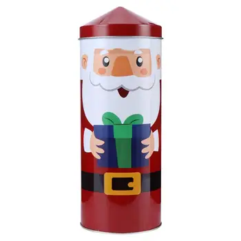 

1pc Christmas Santa Claus Pattern Tinplate Spire Tin Box Gift Candy Box