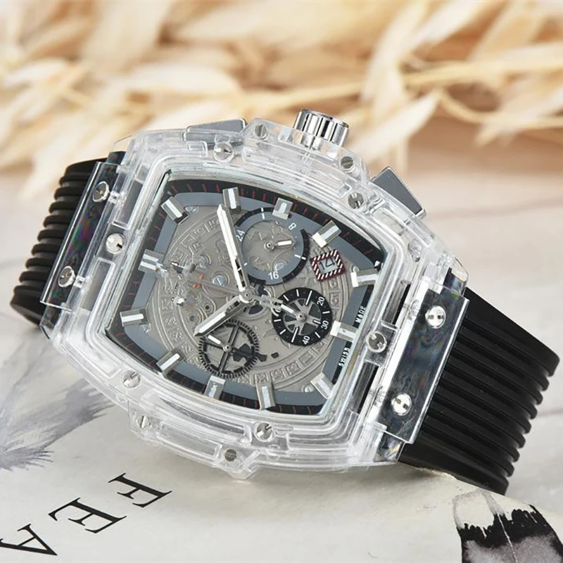 

Mens watches top brand luxury AAA Watches with Silicone Strap Men Chronograph Watch Design Pocket watch montre homme