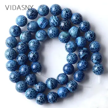 

Natural Mineral Stone Blue Cracked Stripe Agates Round Beads For Jewelry Making 6 8 10mm Spacer Loose Beads For Bracelets 15inch