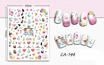 

3D Stickers for Nails Cartoon Girl Flowers Cat Design Nails Art Decoration Manicure Sticker Decals Slider Nail Foil Accessories