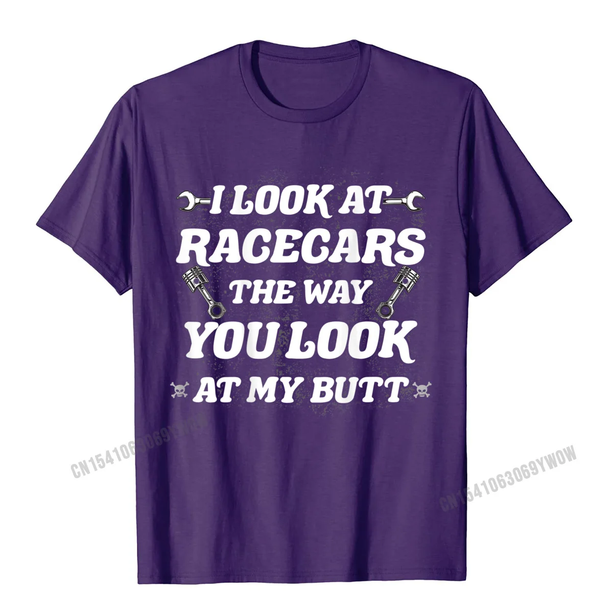 Normal Retro Fitness Tight T Shirt Crew Neck Summer Fall Cotton Fabric Short Sleeve T-Shirt for Men Casual Tops Shirts I Look At Racecars The Way You Look At My Butt Funny Retro T-Shirt__421 purple