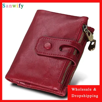 

Fashion Wallet Women Genuine Leather Wallets Female Hasp Double Zipper Luxury Coin Purse Id Card Holder Unisex Slim Wallets