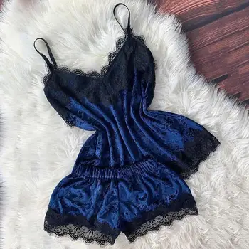

Sexy lingerie women porno New Short Camisole Bow V-Neck Tops Velvet Pajamas Women Sleepwear Sexy Underwear hot erotic Cekc Mujer