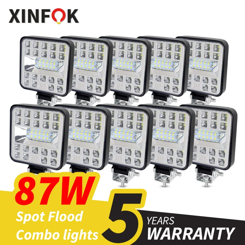 Car LED Work Light 3030 SMD 87 Watts 6500K DC 12-24 Volts Combo Beam Flood Spot Truck 4x4 4WD