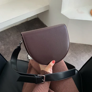 

Retro Solid Color High Quality Pu Leather Semicircular Crossbody Bags For Women Lady Shoulder Messenger Bag Female Travel Bags