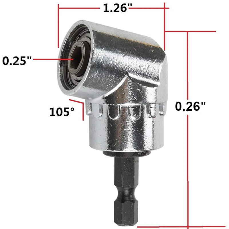 Right Angle Drill Rantion 2 шт., 1/4 дюйма, удлиняющий мягкий вал с прямым углом 105 градусов, удлиняющий угол, шуруповерт, насадка для дрели - Цвет: Right Angle Drill