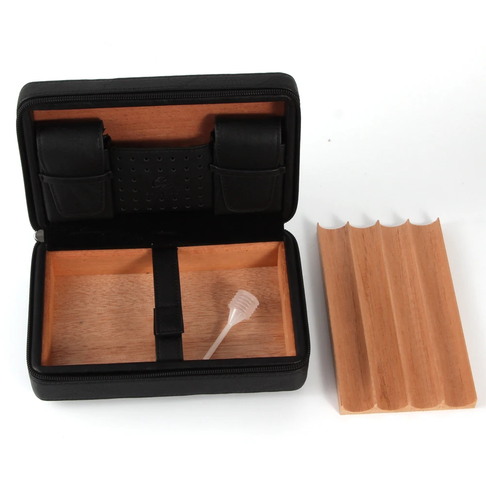 GALINER кожаный чехол для сигар для путешествий Humidor роскошный кедровый Деревянный чехол для 4 сигары Cohiba W/увлажнитель для сигар