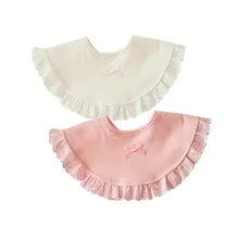 Для маленьких девочек; кружевное платье принцессы слюни Нагрудник слюнявчик полотенце Круглый Мягкий хлопок круглый Детский Розовый Белый Цвет для новорожденных, для малышей и детей постарше вещи