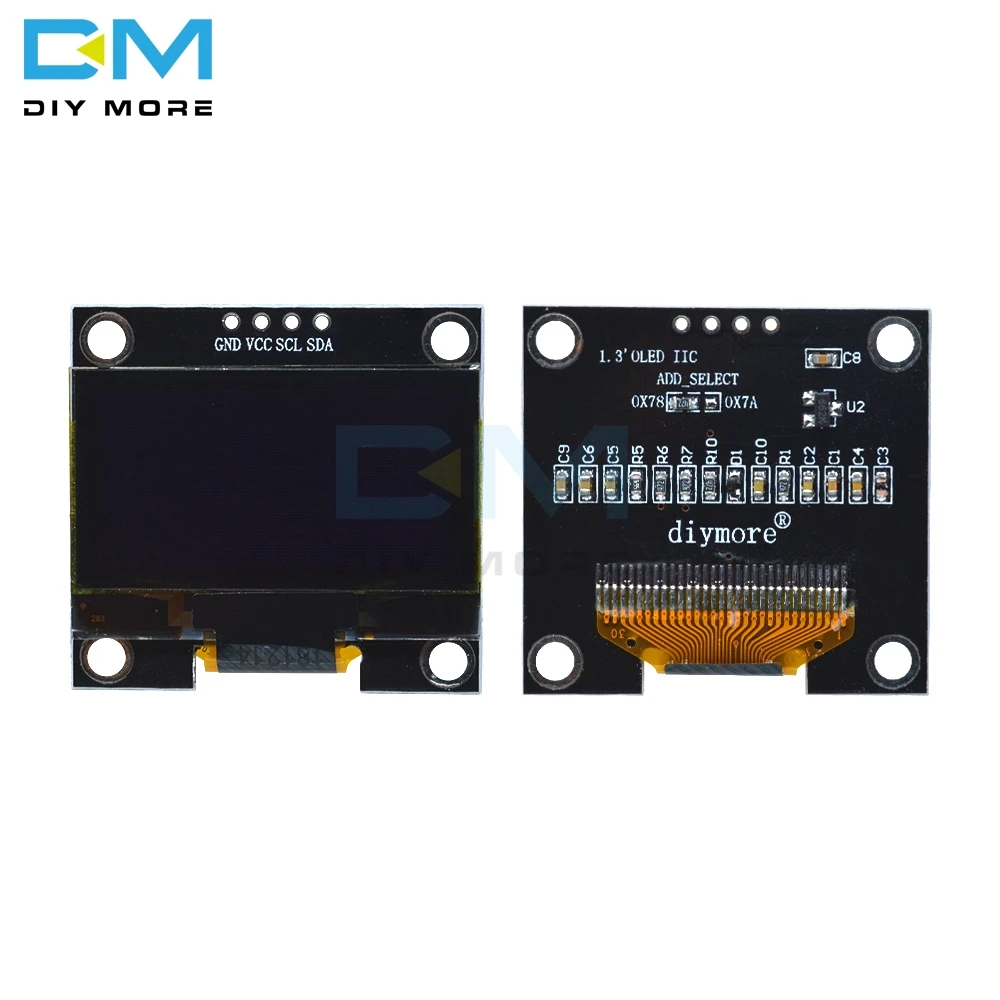 128x64 SSH1106 4PIN 1,3 "1,3 дюймов IIC I2C Серийный Цифровой OLED ЖК-дисплей белый синий модуль для Arduino 12864 ЖК-экран
