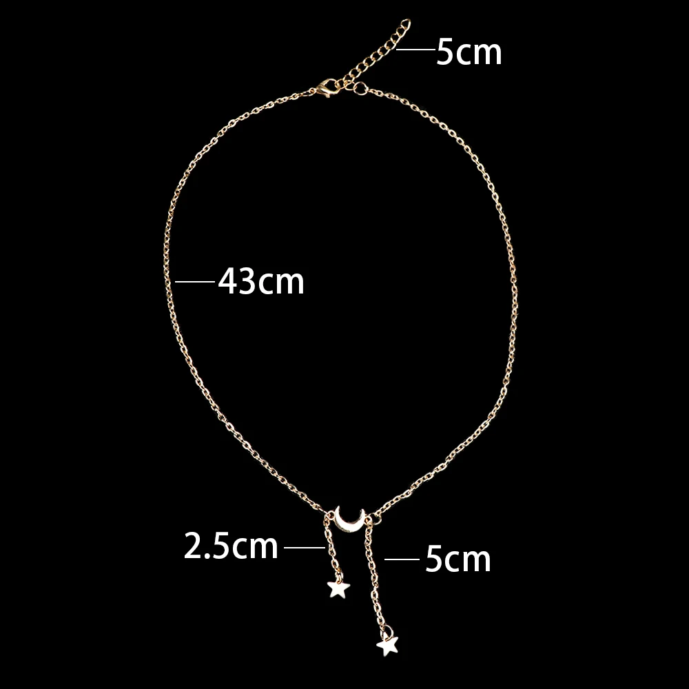 Модный изысканный золотой серебряный луна звезда кисточкой подвесное ожерелье в