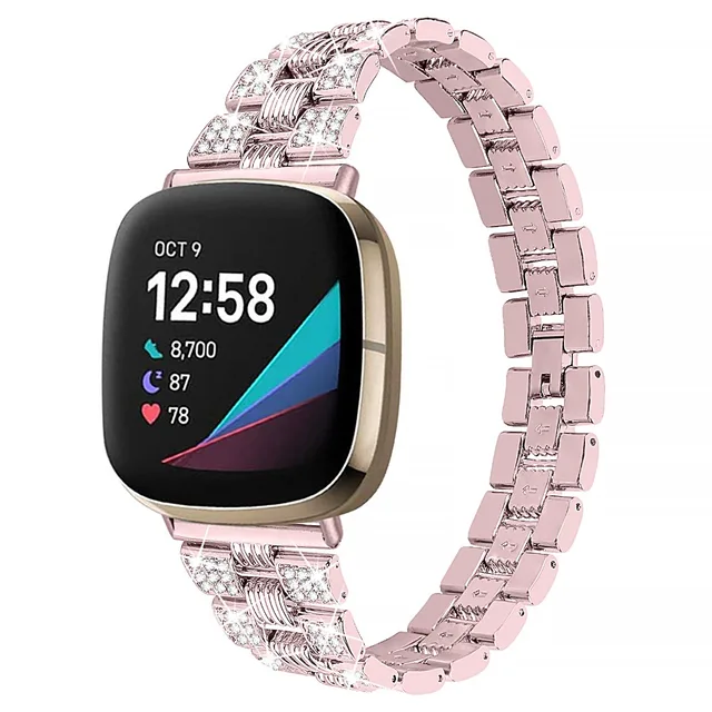Amazon Fitbit Versa Women's Diamond Stainless Steel Watchband
