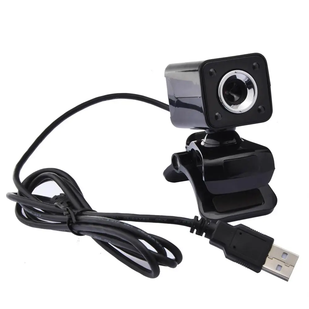Черный USB 2.0 4 LED Webcam Web Cam Camera with MIC for Laptop Computer PC Brand new - Цвет: Черный