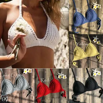 

Sexy Women Crochet Lace Bralette Knit Bra Boho Beach Bikini Cami Crop Top Beach pool party Swimwear swimsuit for Girl