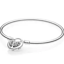 925 пробы серебряный браслет Moments Tree Of Life Love Сердце навесной замок браслет подходит из бисера Шарм Diy ювелирные изделия