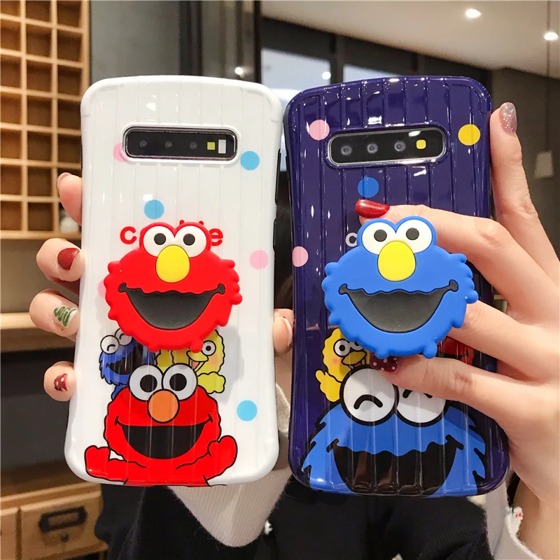 Чехол-накладка для Samsung Galaxy S10 S9 S8 plus note 8 note9 note10 Elmo мягкий чехол + подставка |