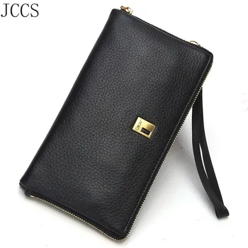

JCCS New Double-Deck Women's Day Clutch Genuine Leather Handbags Coin Purse Mobile Phone Bag Clutch Bag iphone Case JS3093A