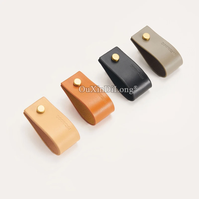 Ручки мебельные из латуни и коровьей кожи 2 шт.|Ручки шкафа| |