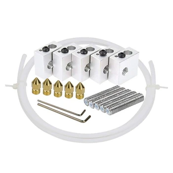 

1.75mm Throat Tube+0.4mm Extruder Nozzle Print Heads+Heater Blocks Hotend + Teflon Tube for MK8 Makerbot Anet A8 3D Printer