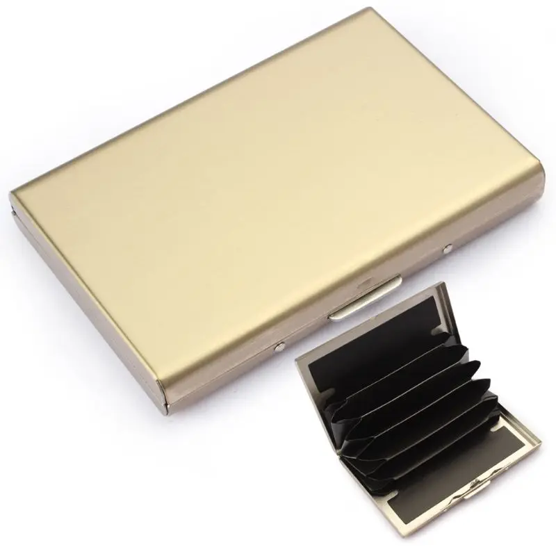 NoEnName_Null нержавеющая сталь RFID кредитный держатель для карт бизнес-держатель для карт s для женщин или мужчин 9,5X6,5 см - Цвет: Золотой