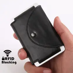 2019 Новый PU кожаный деловой кошелек с отделами для карт мужская дикая лошадь/сетка ID держатель для кредитных карт металлический RFID Чехол для