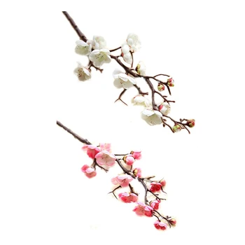 

2 Pcs Artificial Plum Blossom 60 Cm Long Lifelike Plum Blossom Flower Bouquet Branch Silk Tall Fake Flower Arrangements for Home