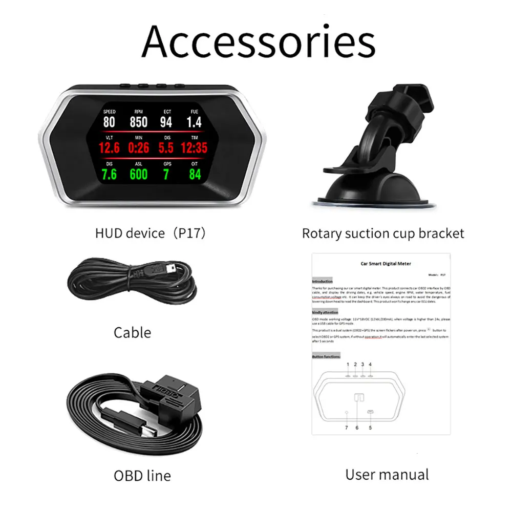Newest Head Up Display OBD Car Electronics HUD Display P17 OBD2+GPS Dual Mode GPS Speedometer Clear Faulty Code PK C1 RPM Temp Newest Head Up Display OBD Car Electronics HUD Display P17 OBD2+GPS Dual Mode GPS Speedometer Clear Faulty Code PK C1 RPM Temp